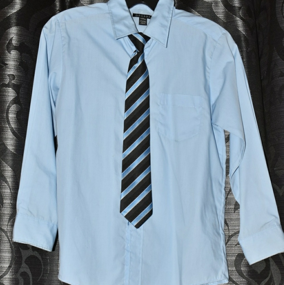 George Button Dress Shirt with Tie